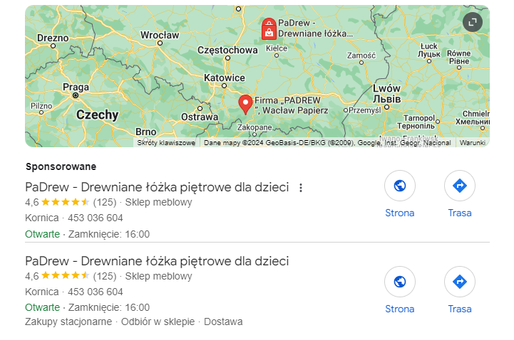 płatne reklamy w mapach google - lokalnie